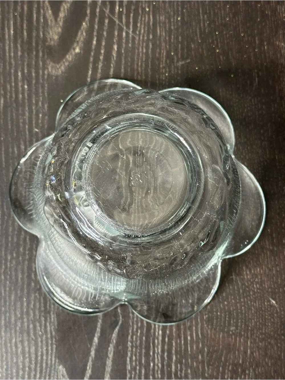 Decorative Clear Green Glass Flower Bowl - Home Art - Picture 6 of 7